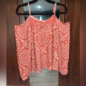 salmon/orange off shoulder blouse